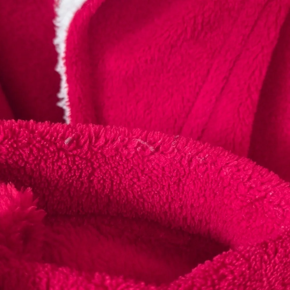 Victoria's Secret Red/White Cozy Hooded Short Robe - XS/S